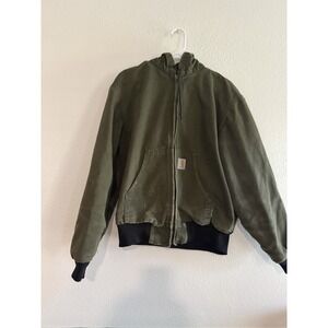 Vintage Olive Green Carhartt Jacket Mens L USA Made Distressed
